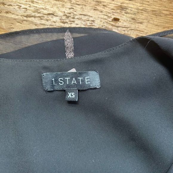 1. State Women's Size‎ XS Black Pink V-Neck Sheer Long Sleeve Dress V-Neck - Picture 5 of 11